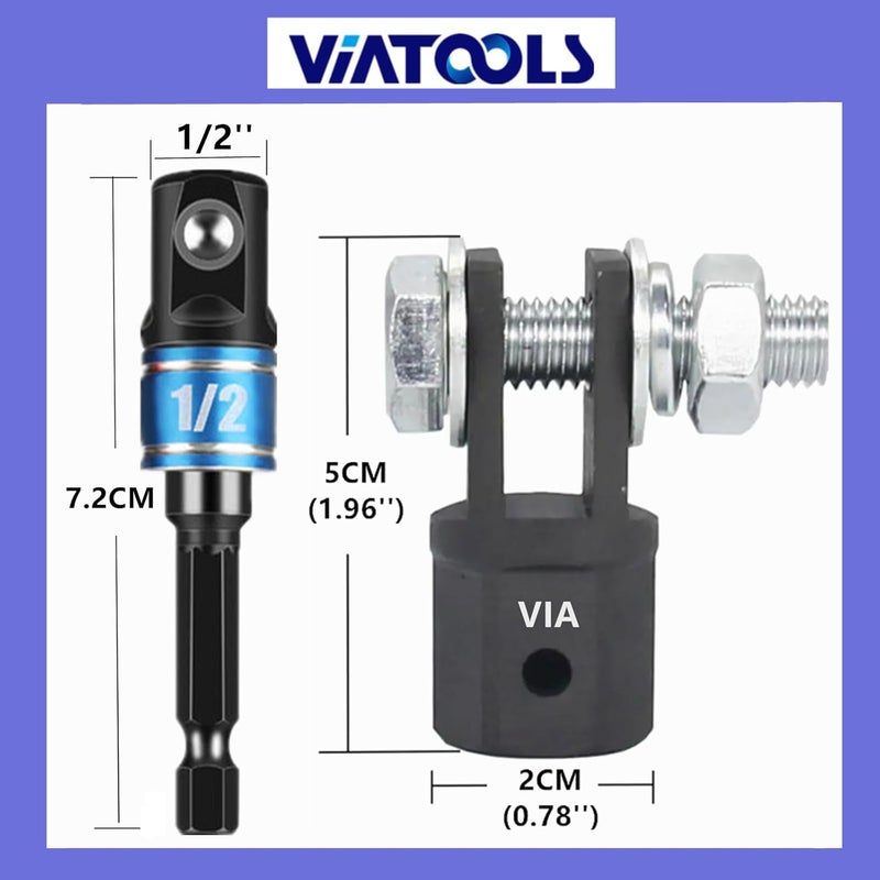 VIATOOLS 1/2" Scissor Jack Adapter for Use with 1/2 Inch Drive/Impact Drills/Ratchet or Standard Drive Sockets or 13/16 Inch Lug Wrench (2 Pcs Set Black) - Image 2
